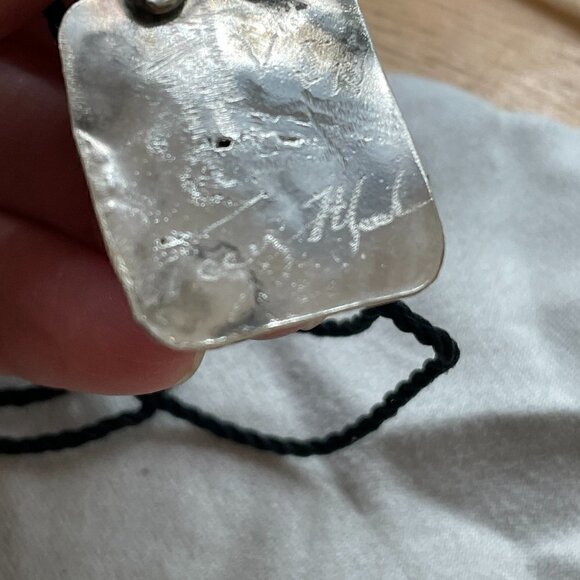 Artist Signed Red Jasper Sterling Handmade Pendant on Black Cord - Picture 5 of 5